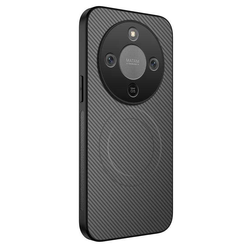 Luxuriöse schwarze Silikon-Matte Handyhülle für Honor X60 Pro X70 Kohlefaser-Rückseite für Honor X70 Magnetische weiche Bumper-Hülle