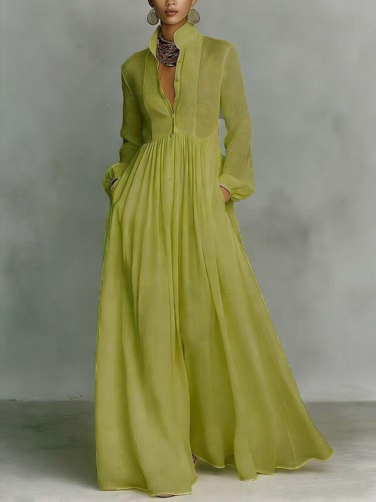 Spring and Summer New Waist Thin Long Sleeves Pleated Characters Long Holiday Skirt French White Jumpsuit Group
