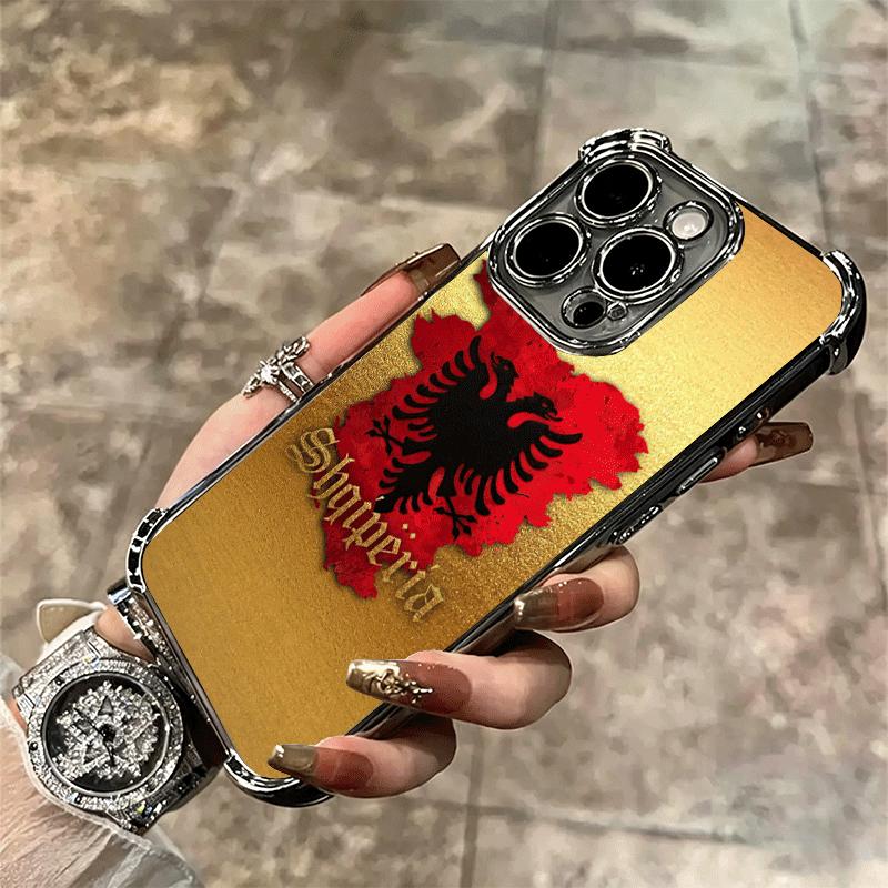 Kosovo Passport Flag Soft Phone Case For iPhone 15 16 17 Air 14 Pro Max 16E Plus 13 12 Mini Plating Anti-Fall Fundas
