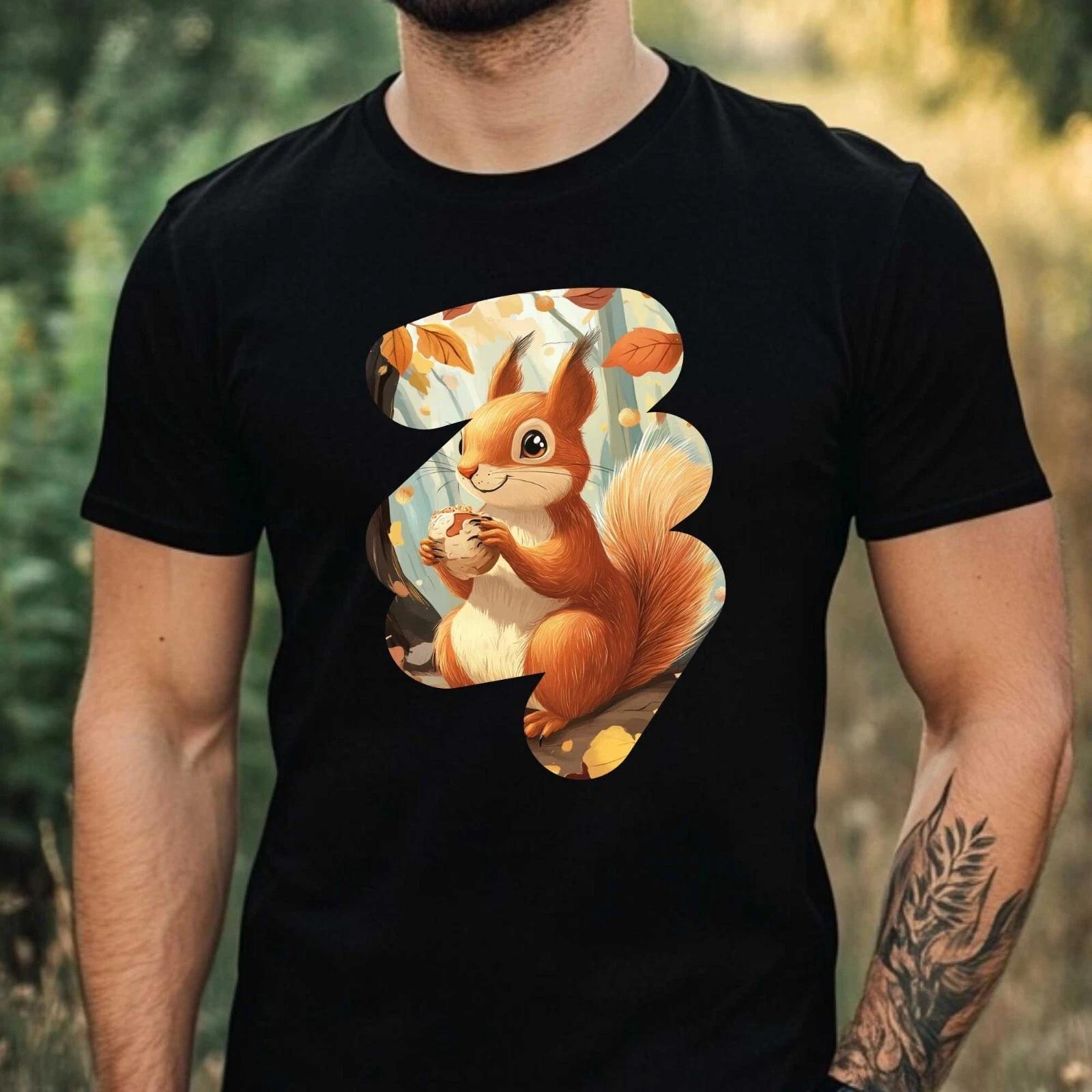 T-Shirt Herren Glückliches Eichhörnchen Motiv Baumwolle Größe XS bis 5XL L