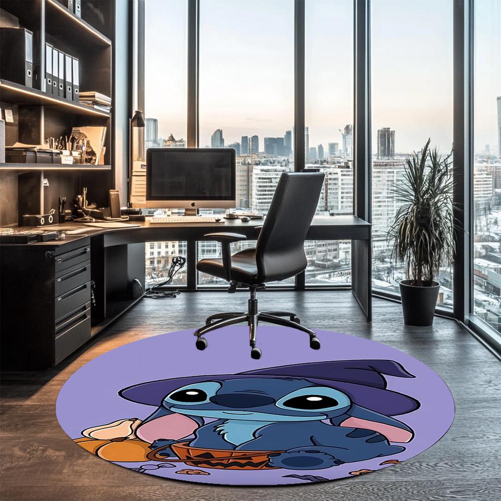 Stitch Printed Round Rug Carpet Chair Rug Area Rug Entryway Doormats,for Office Chair Living Room Bedroom Kitchen Room.