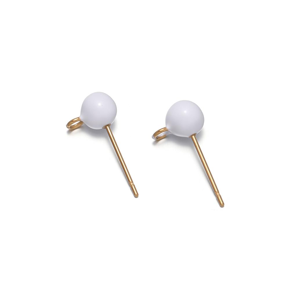 10Pcs Stainless Steel 5mm Enamel Ball Stud Earrings Post with Hook for DIY Girls Earrings Making Jewelry Findings Accessories