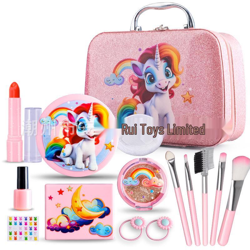 Zestaw do makijażu dla dzieci – Zestaw do odgrywania ról księżniczki – Kolorowe akcesoria kosmetyczne i torebka na toaletkę
