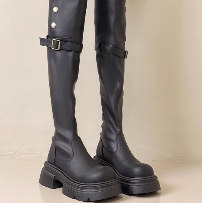 Two wear thick-soled boots women's 2026 autumn and winter new versatile thick heel velvet thick leg circumference boots knight over the knee boots