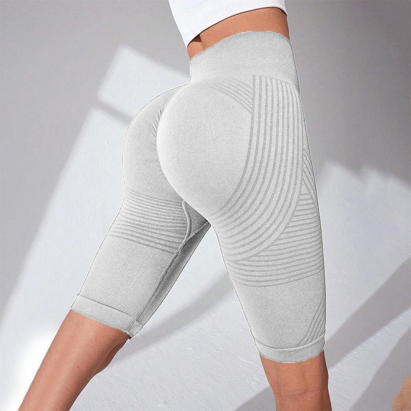 

European-American Seamless Butt Lifting High-Waist Yoga Shorts M белый