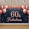 60th Birthday Banner Balloon Decor Fabulous Birthday Background 60th Celebration Banner Glitter Accents For Birthday Photo