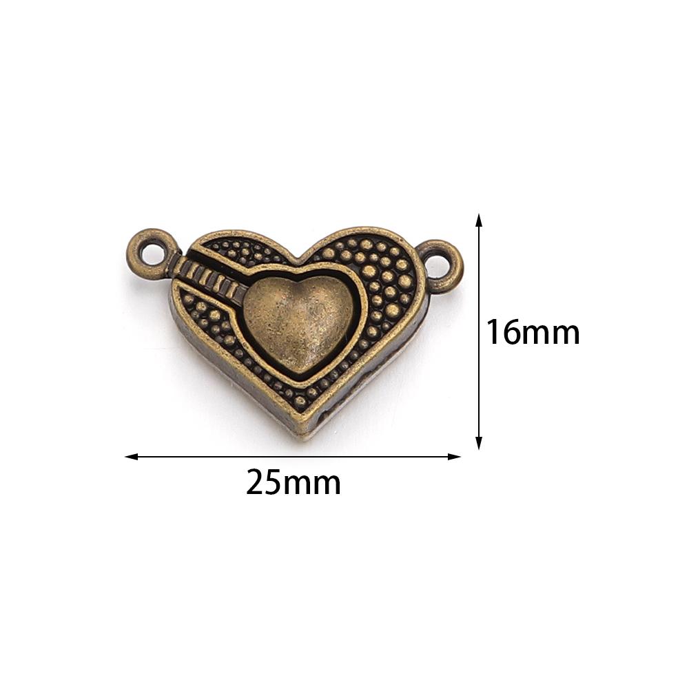 5 pièces Attaches Magnétiques en Alliage en Forme de Cœur 16x25mm Fermoirs Métalliques Exquis Connecteurs Breloques Pour la Fabrication de Bijoux Bracelets DIY Accessoires