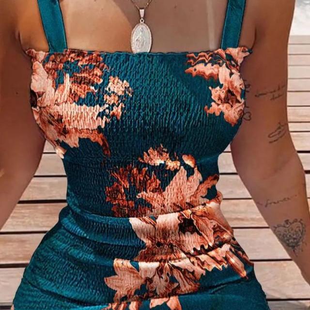 BITCED Women's Halter Printed One-piece Neck Sheath Waist Tight Dresses