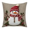 Christmas Embroidered Pillow Covers Set of 4 Santa Deer Snowman Cushion Cases Winter Holiday Sofa Decor (No Insert)