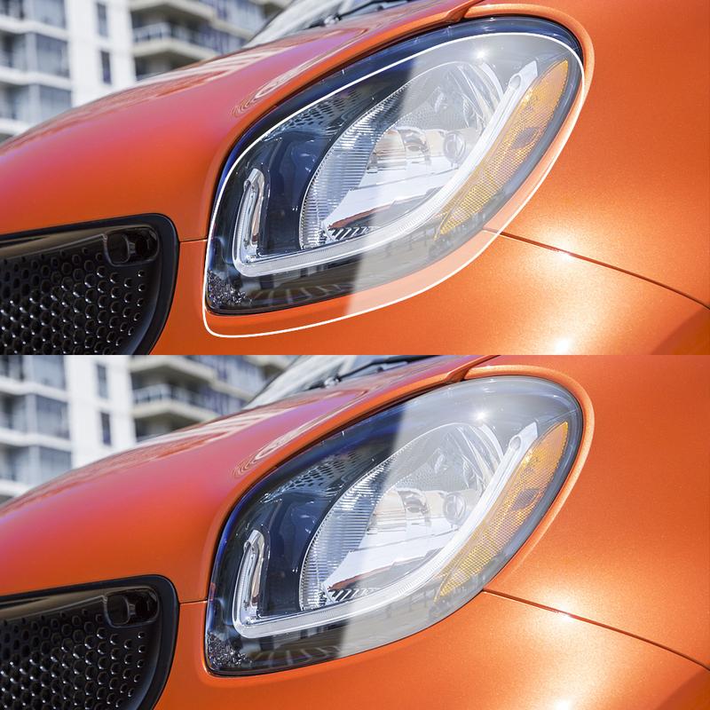 For Smart Fortwo 453 2014-2024 Smoke Black High-Gloss Pre-Cut Headlight Protection Film TPU PPF Anti-Scratch Car Vinyl Wrap Kit