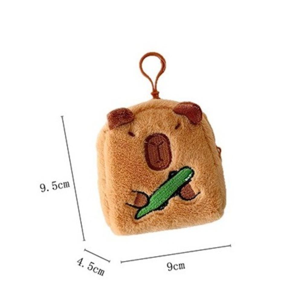 Cute Cartoon Capybara Anime Coin Purse With Keychain School Bag Pendant Headphone Storage Bag