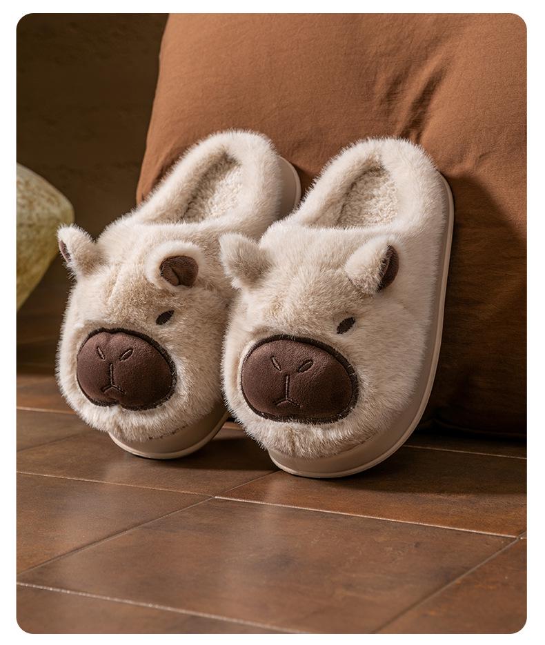 Kids' Cartoon Cotton Slippers – Cozy, Fleece-Lined, Thick Sole Fur Slippers for Boys. Perfect for Autumn & Winter Indoor Comfort.
