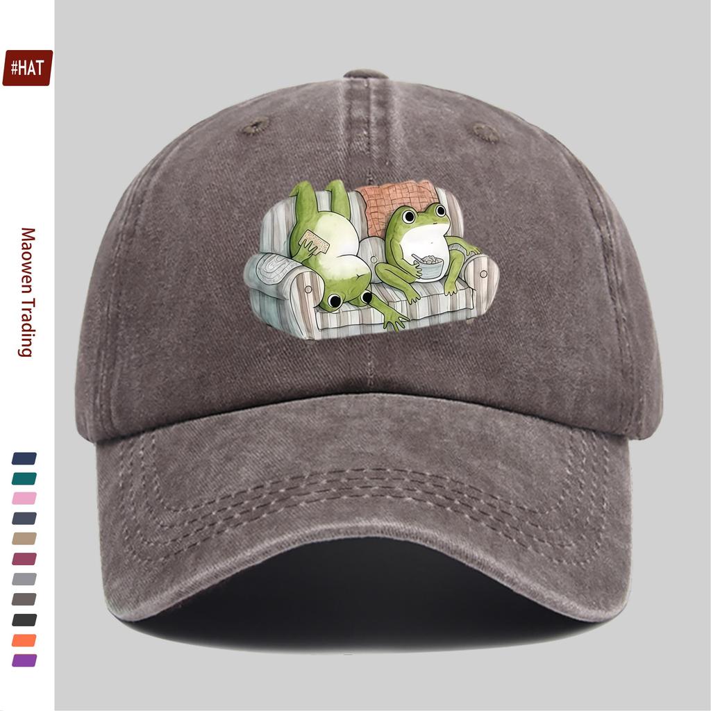 Pc Cute Casual Frog Print Baseball Cap Home Leisure Decorative Hat Fashionable Trendy Printed Papa Hat with Adjustable Stra