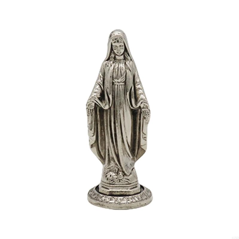 62KD Metal Maria Figurine Vintage Antique Christian Religious Figure Statue Ornament