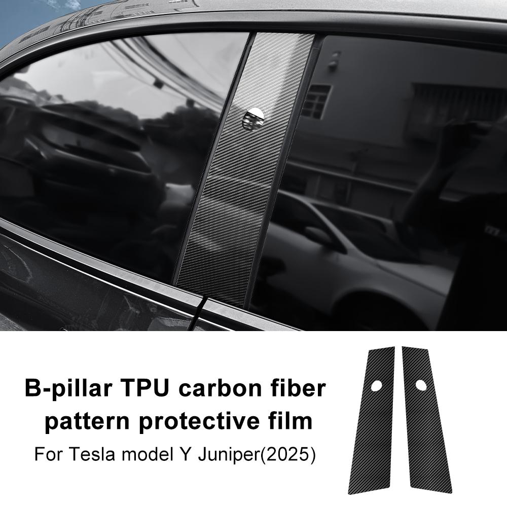 Carbon Fiber Pattern PPF Car Paint Protection Film Trim for Tesla Model Y Juniper 2025-up Protective B-pillar Trunk light Film