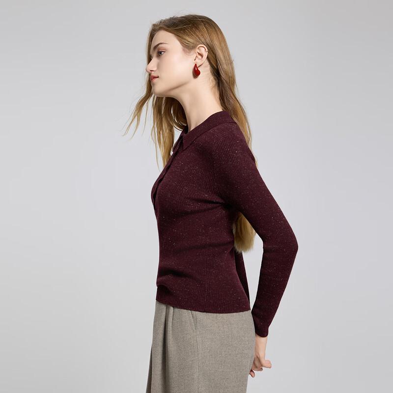 Women's Fashion Collared Long Sleeve Pullover Knit Top