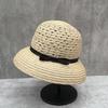 Women's Summer Raffia Straw Sun Hat - Bow Accented, Face Slimming, UV Protection, Round Top Design