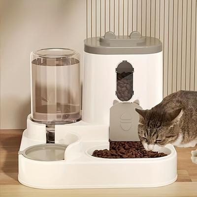 2-in-1 Pet Feeder and Water Dispenser Combo Set, Automatic Food and Water Dispenser for Small To Medium Cats and Dogs