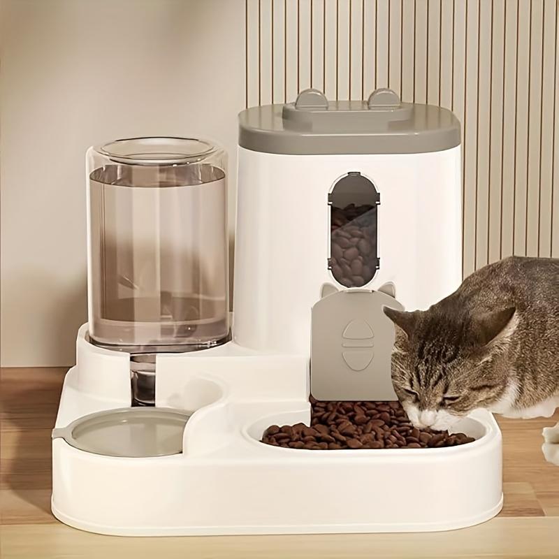 2-in-1 Pet Feeder and Water Dispenser Combo Set, Automatic Food and Water Dispenser for Small To Medium Cats and Dogs