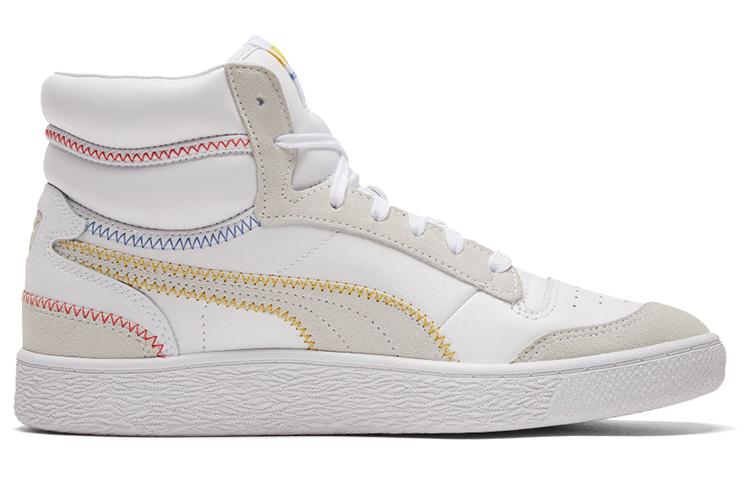 PUMA Ralph Sampson Mid Stitch White/Grey/Yellow High Board Shoes 373340-02