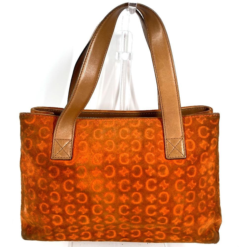 CELINE Macadam logo Bags Hand Bag Tote Bag Suede / Leather Orange/Beige