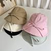 Chapeau seau à séchage rapide d'été pour femmes Mode Couleur unie Nœud Papillon Large bord Pare-soleil Casquette à bec de canard Chapeau d'extérieur pour filles