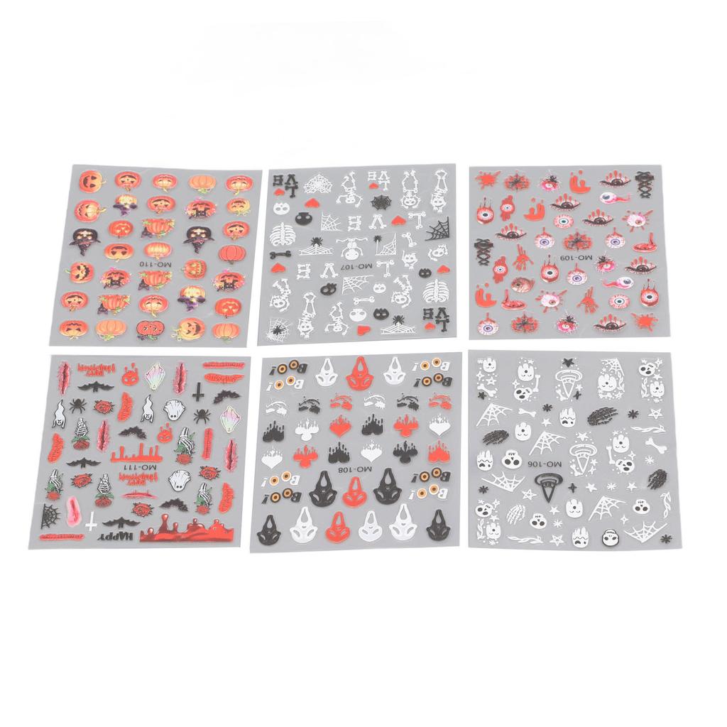 6pcs Nail Art Embossment Sticker 3D DIY Self Adhesive Pumpkin Flower Embossed Nail Sticker for