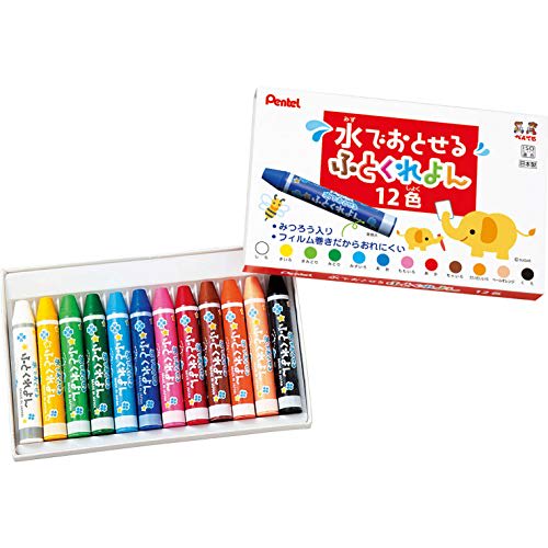 Pentel Crayon Washable Futokurayon GWM1-12 12 barev