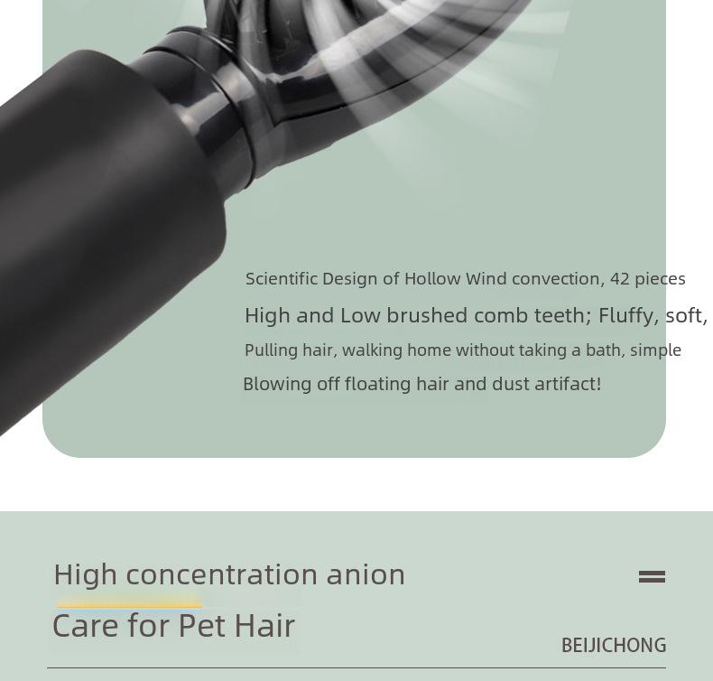 Hochleistungs-Dual-Modus Haustier-Föhn & Gebläse: Saug- und Blasfunktion in einem für Hunde.