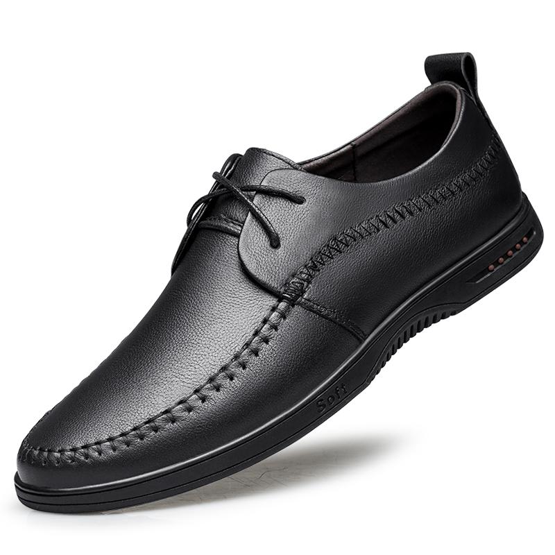 

Модная мужская повседневная обувь из натуральной кожи, удобные туфли на плоской подошве, кроссовки с мягкой подошвой, лоферы высокого класса, рабочая обувь, обувь для вождения 44 чёрный