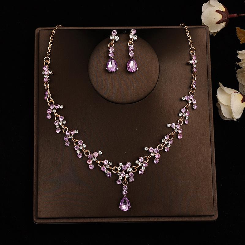 Korean Bridal Necklace & Earrings Set - Wedding Jewelry & Accessories