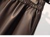 High-Waisted Coffee PU Leather A-Line Skirt - Autumn/Winter 2025 Mid-Length Slimming Pencil Design