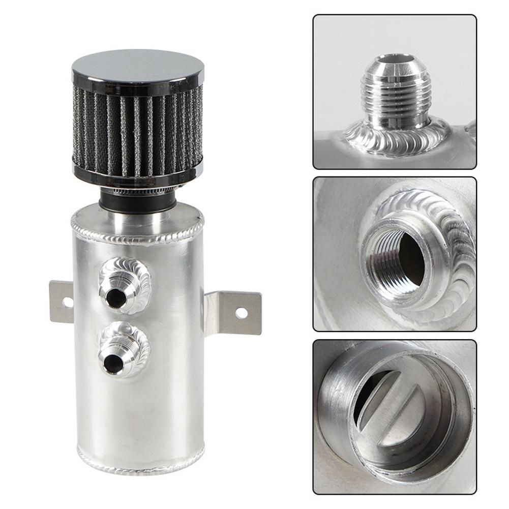 750ml Capacity Automotive Oil Catch Can Air Oil Separator with AN10 Fittings and Built in Air Filter for Improved Engine Airflow