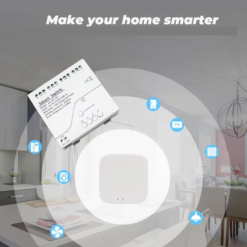 Tuya es Modules WiFi Remote Control Faceplate 4-ch Voice Control Controller 433 MHz Work with Voice Control