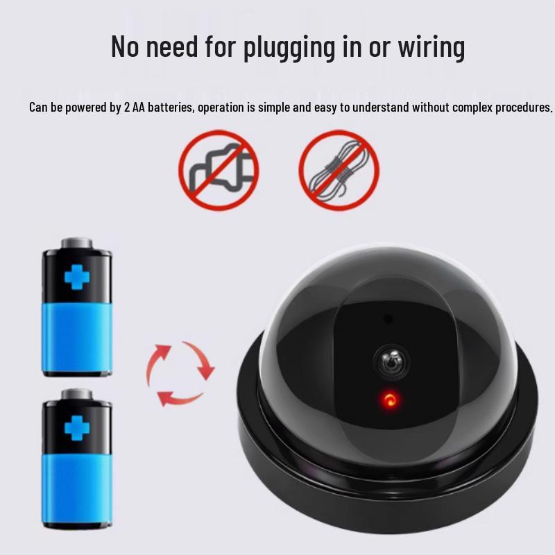 Black Hemisphere Fake Surveillance Camera with Monitor Headlight - Anti-theft Simulation Camera