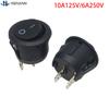 20pcs Rocker Switch Black On Off 2 Pin Mini Round Toggle Switch 3A 250V 6A 125V Circle Switches For RV Car Truck Boat