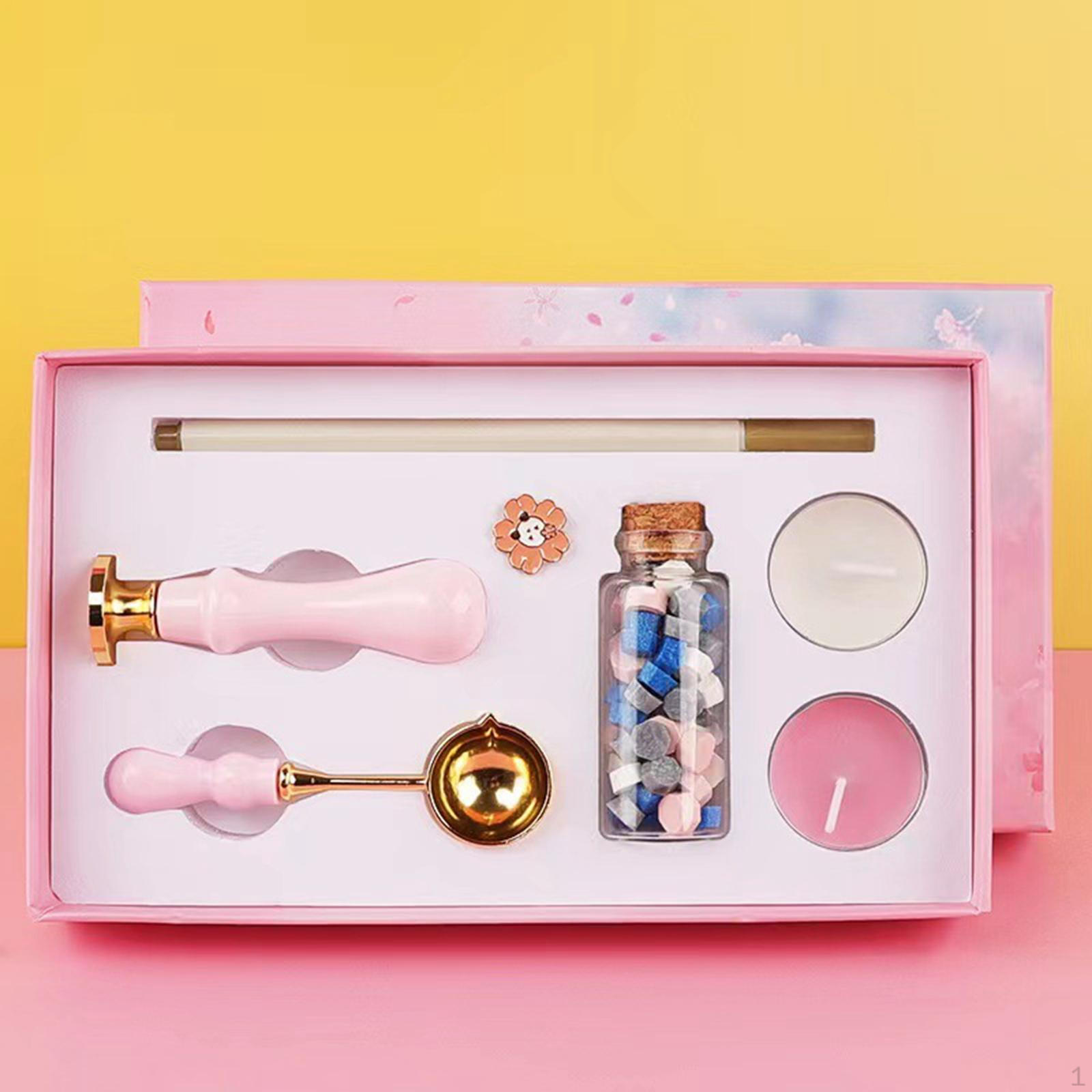 

Set ,with Candles Furnace Spoons ,Wax Particles Macaron Color Coloring Pens Sealing Wax Bead for seven