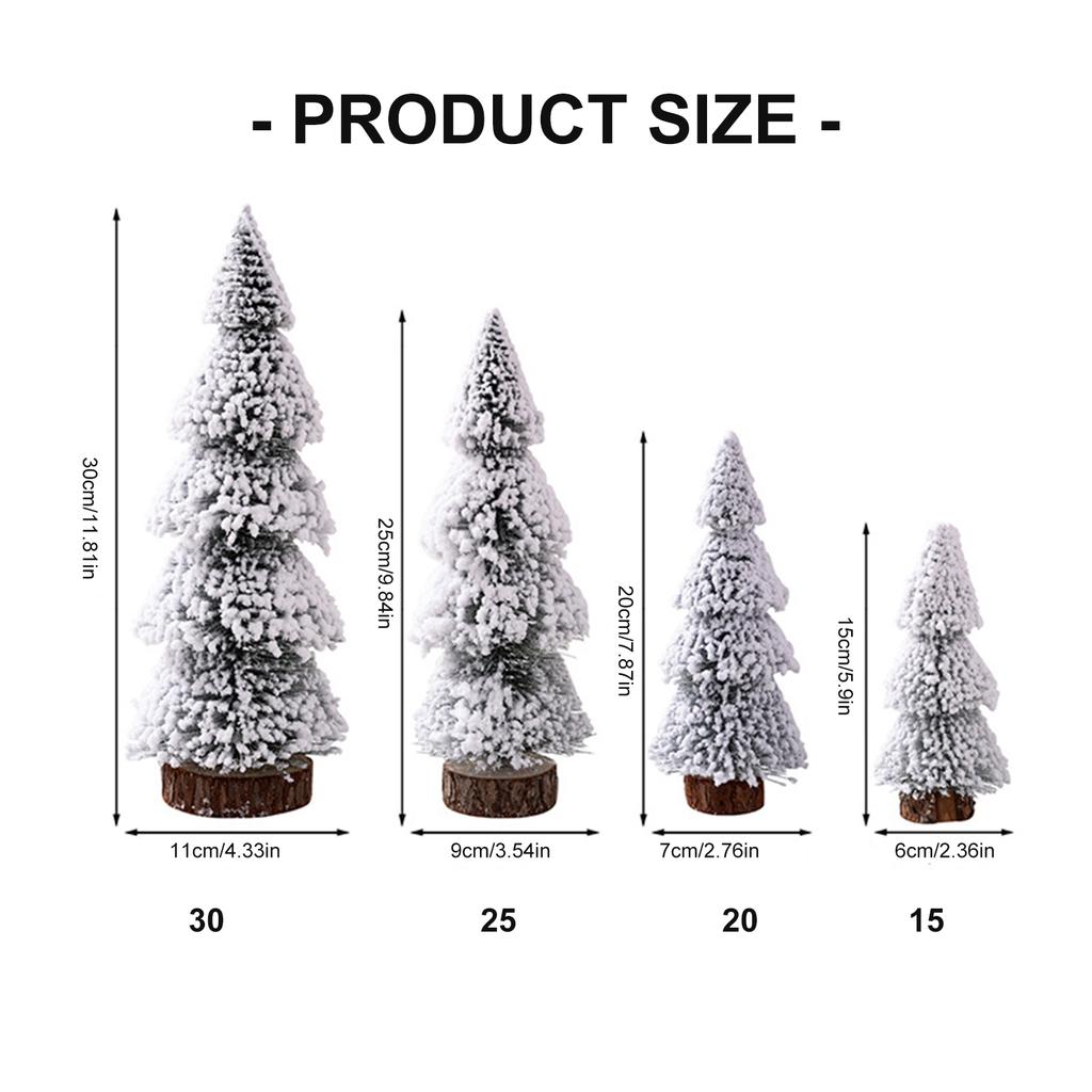 Christmas Tree Ornaments Small Decorative Snow Pine Tree with Base Party Supplies for Home Holiday Desktop Decoration