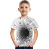 Summer Round Neck Visual Deception 3D Printed Top Fashionable Casual Short Sleeved Children's Boy T-shirts