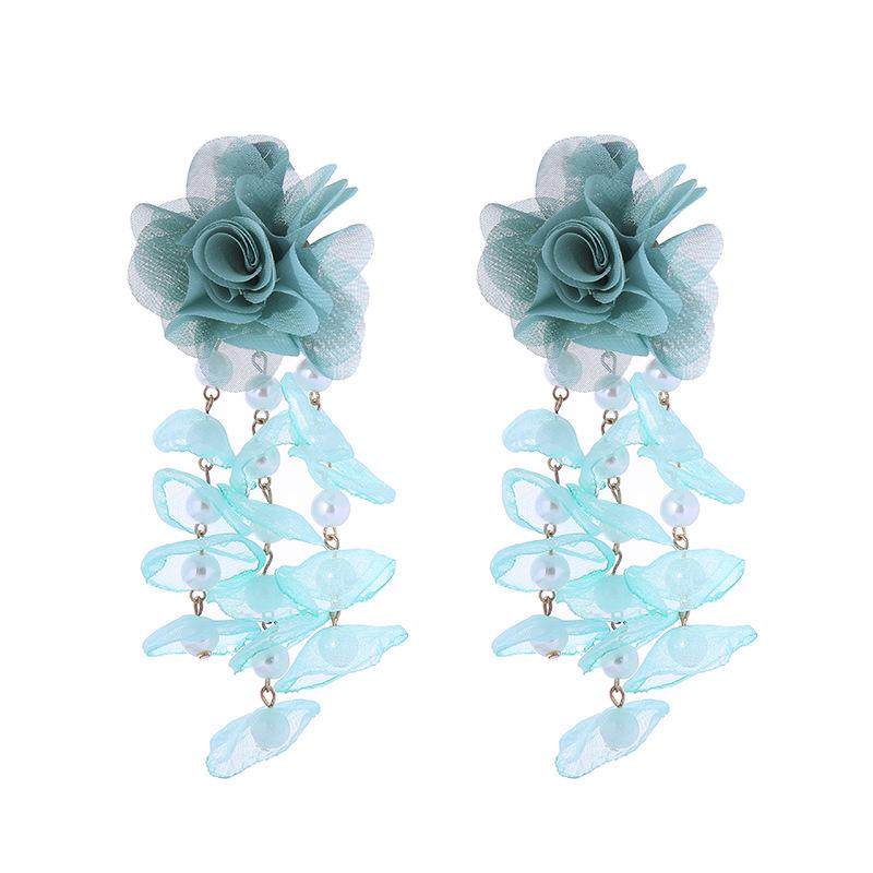 Bohemian Tassel Floral Earrings with Pearls for Women