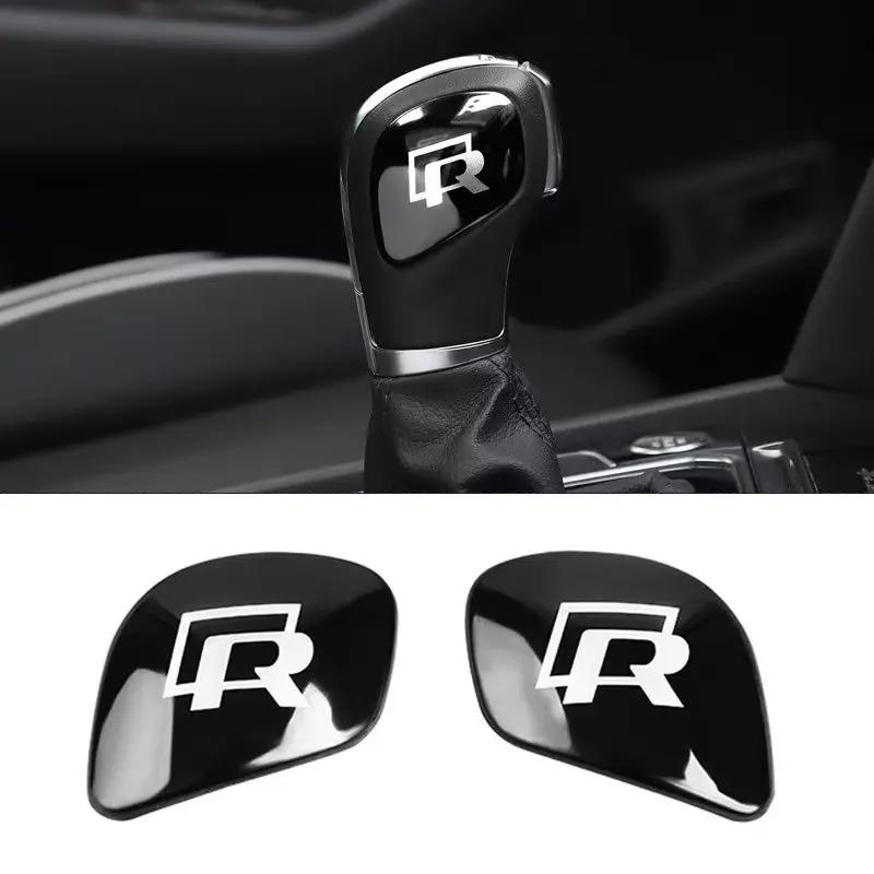 1 Pair Car Gear Shift Knob Head Emblem Sticker for Volkswagen VW Rline GTI Polo CC Golf Bora Tiguan Passat Scirocco Accessories ol.056