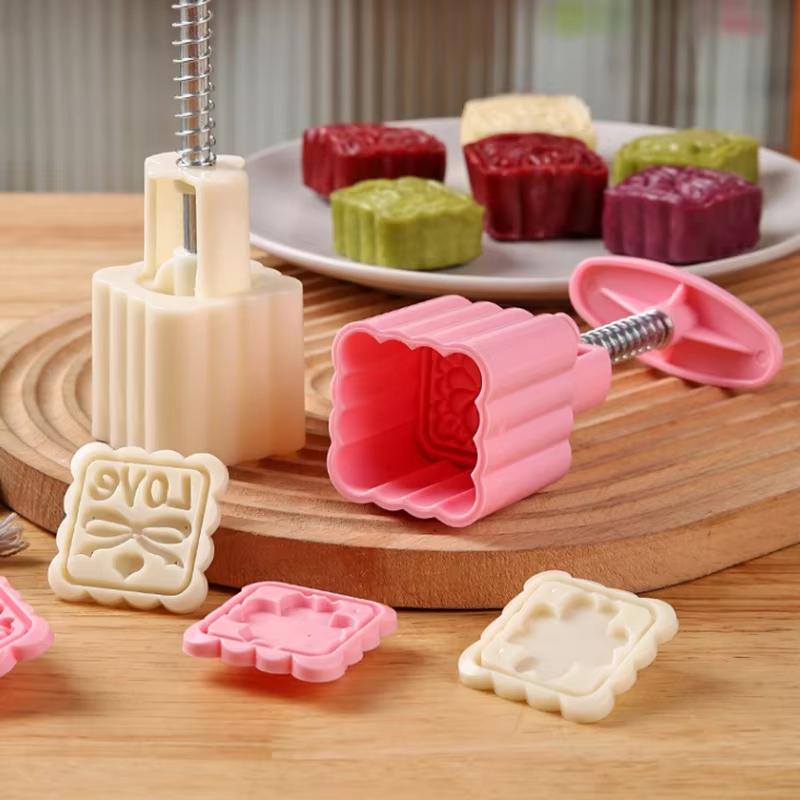 1 Set DIY Mondkuchenform Kunststoff Handpresse Gebäckform Kuchenmodell Gebäckprägung Machen Küchenbackwerkzeug