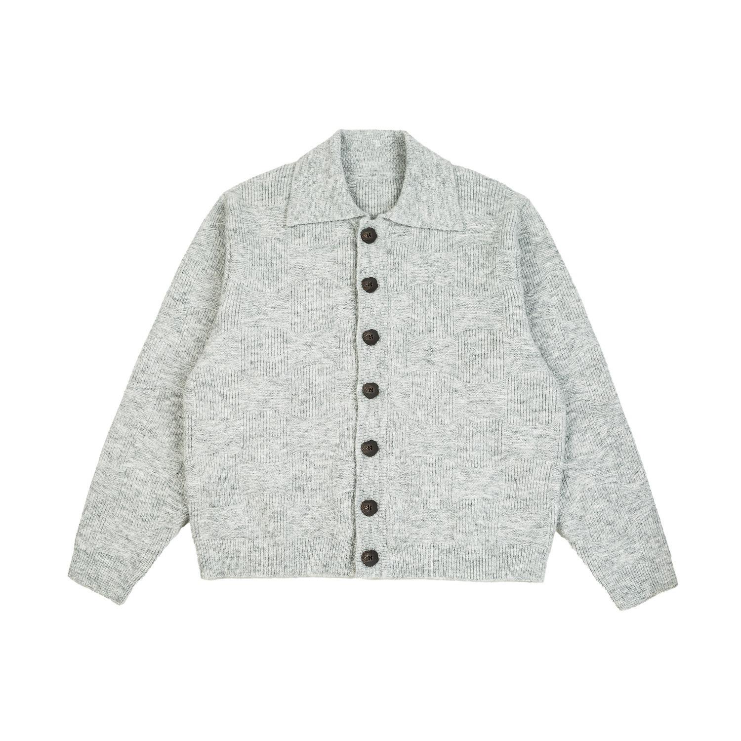 

Men s Dark Grey Lapel Cardigan: Autumn/Winter Loose Fit Japanese Style Knitwear. 2XL білий/сірий колір