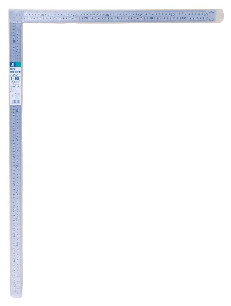 Shinwa Sokutei Curved Large Popular Stainless 1m X Same Size On Both 8 Step 63122 Shaft, Gold, Type, Steel, 60cm, Sides, Scale,