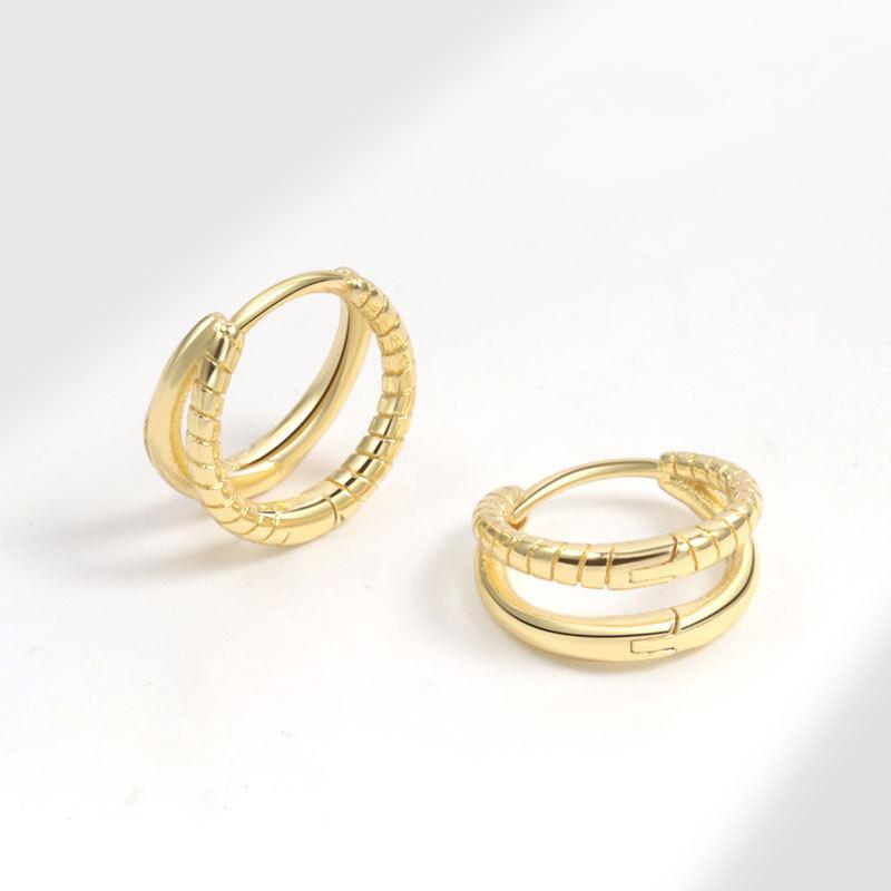 Premium Double Layer Geometric Twisted Hoop Earrings Stylish Dual Circle Ear Cuffs For Women Fashion Jewelry
