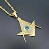 Hip Hop Iced Out Freimaurer Allsehendes Auge Anhänger Halskette Männlich Goldfarbe Edelstahl Kette Für Männer Freimaurer Freimaurer Schmuck