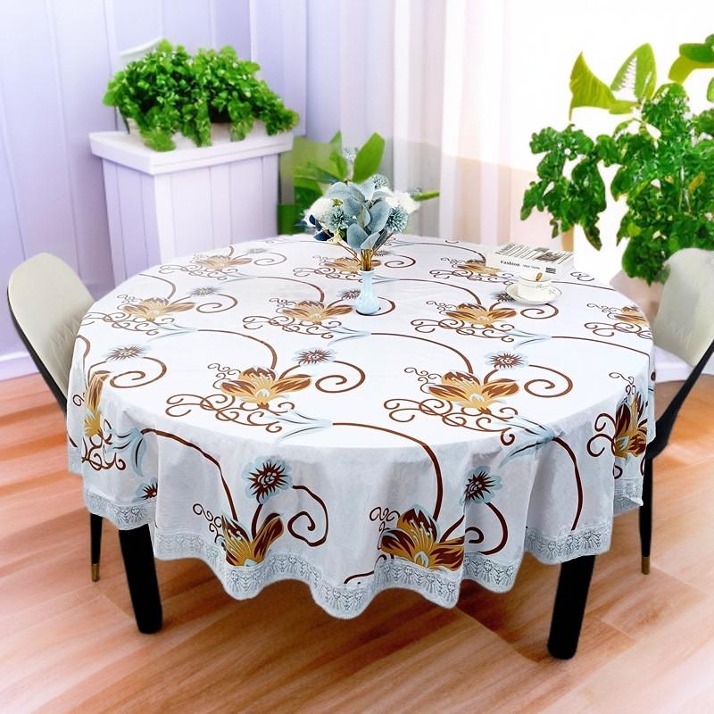 Round Tablecloth Pvc Waterproof Oilproof Dustproof For Home Kitchen Dinner Party Use