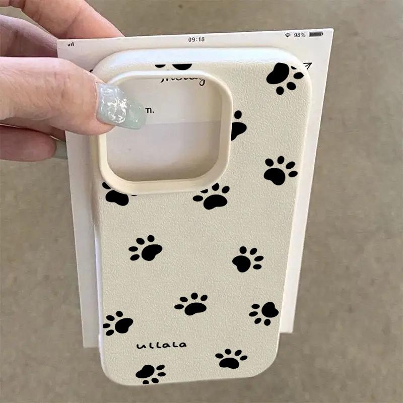 Cute Animal Pawprint Pattern Phone Case For iPhone 17 Pro Max 16 15 14 Plus 13 12 11 Pro 17Air 16e X XR XS Max Shockproof Cover