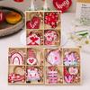 12Pc Valentine Hangings Wood Holiday Decoration Love Flower Valentine Ornaments Valentine'S Day Decorative Love Envelope Pendant