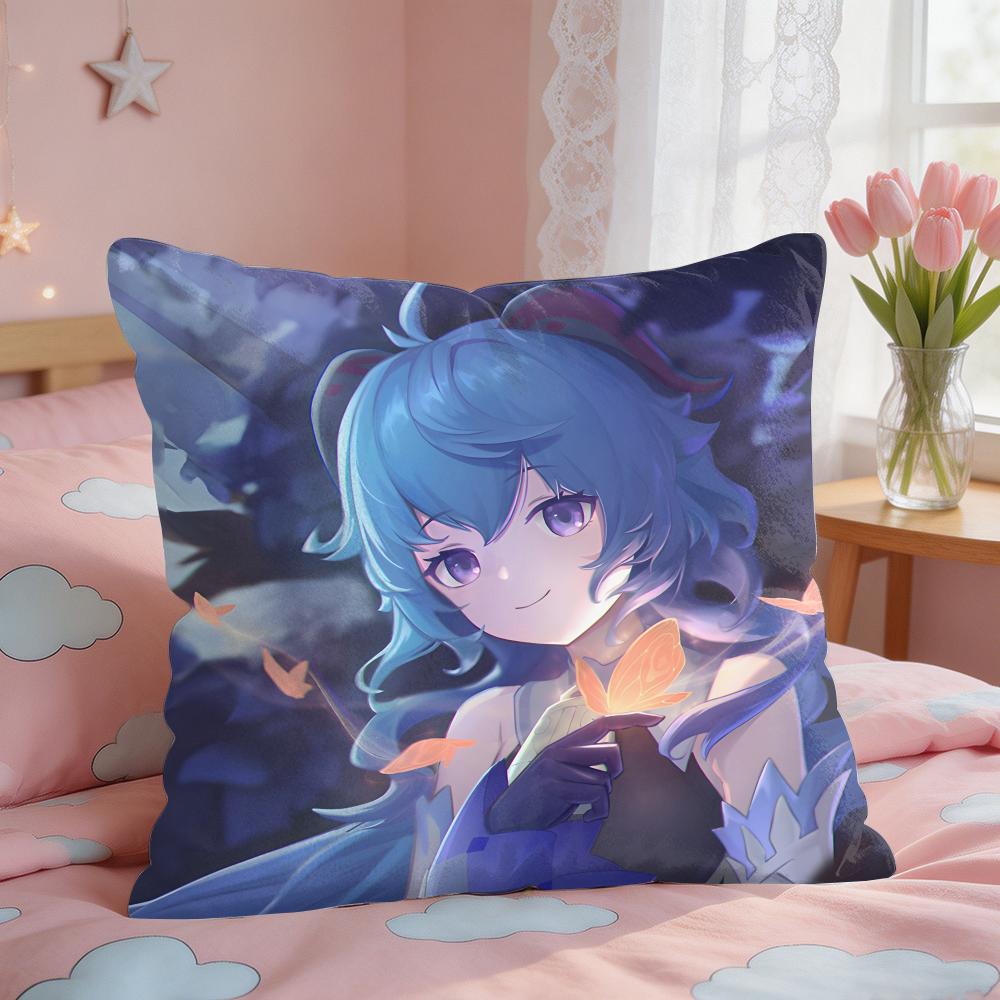 Ganyu Genshin Impact Cushion Cover Square Short Plush Pillow Case Living Room Sofa Home Decor Funda X